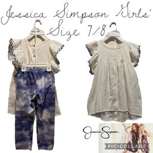 Girls Clothes Jessica Simpson Linen Button Back Tunic Capri Leggings Size 7/8